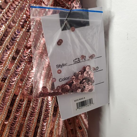 Mac Duggal 5372 Sequin Embellished Sleeveless Long Gown Rose Gold Size 8 NWT - Picture 11 of 13